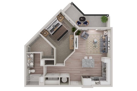 a floor plan of a bedroom with a bathroom and a living room at Livano Avondale, Avondale, AZ 85323